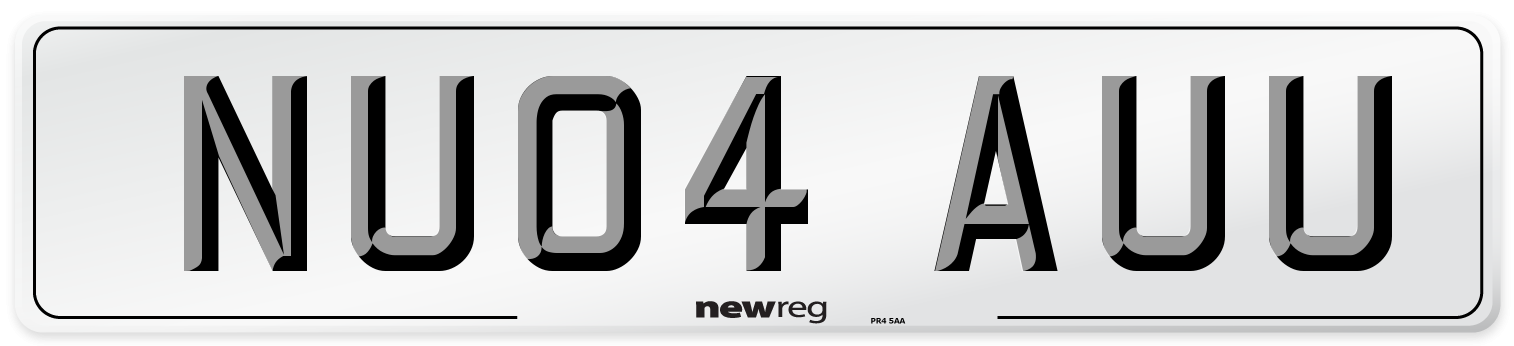 NU04 AUU Number Plate from New Reg